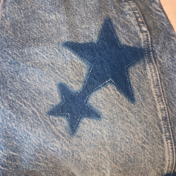 FREE PEOPLE WE THE FREE GOOD LUCK BARREL JEANS SHADOW STAR PRINT SIZE 29 - Picture 6 of 12